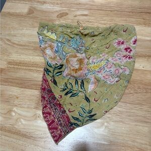 Free People Floral Mustard Olive & Pink Bandana Top